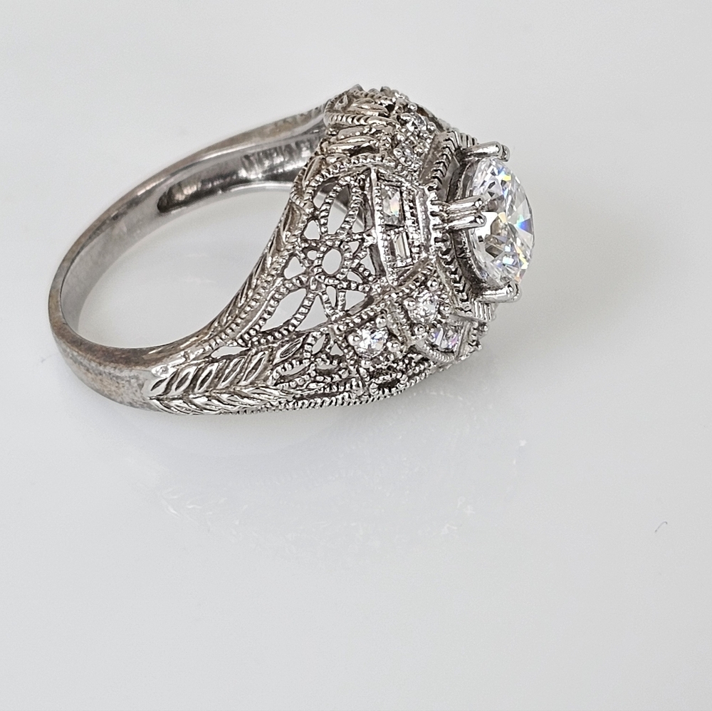 Authentic Victoria Wieck Art Deco Diamonique Ring Sterling Silver Size 7 - Picture 14 of 14